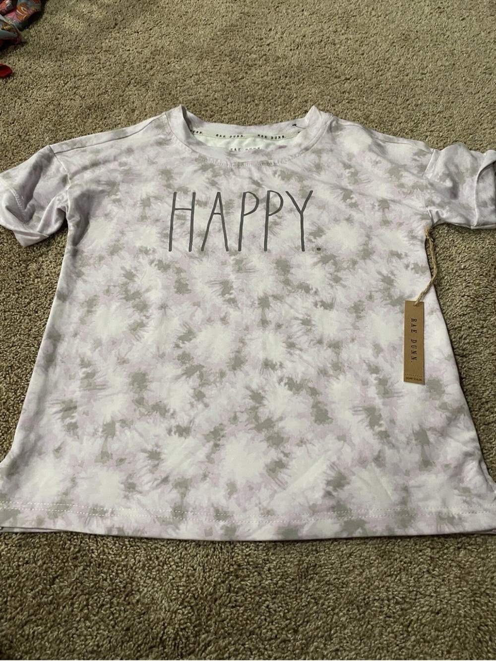NWT XS Rae Dunn Tie Dye Happy Shirt